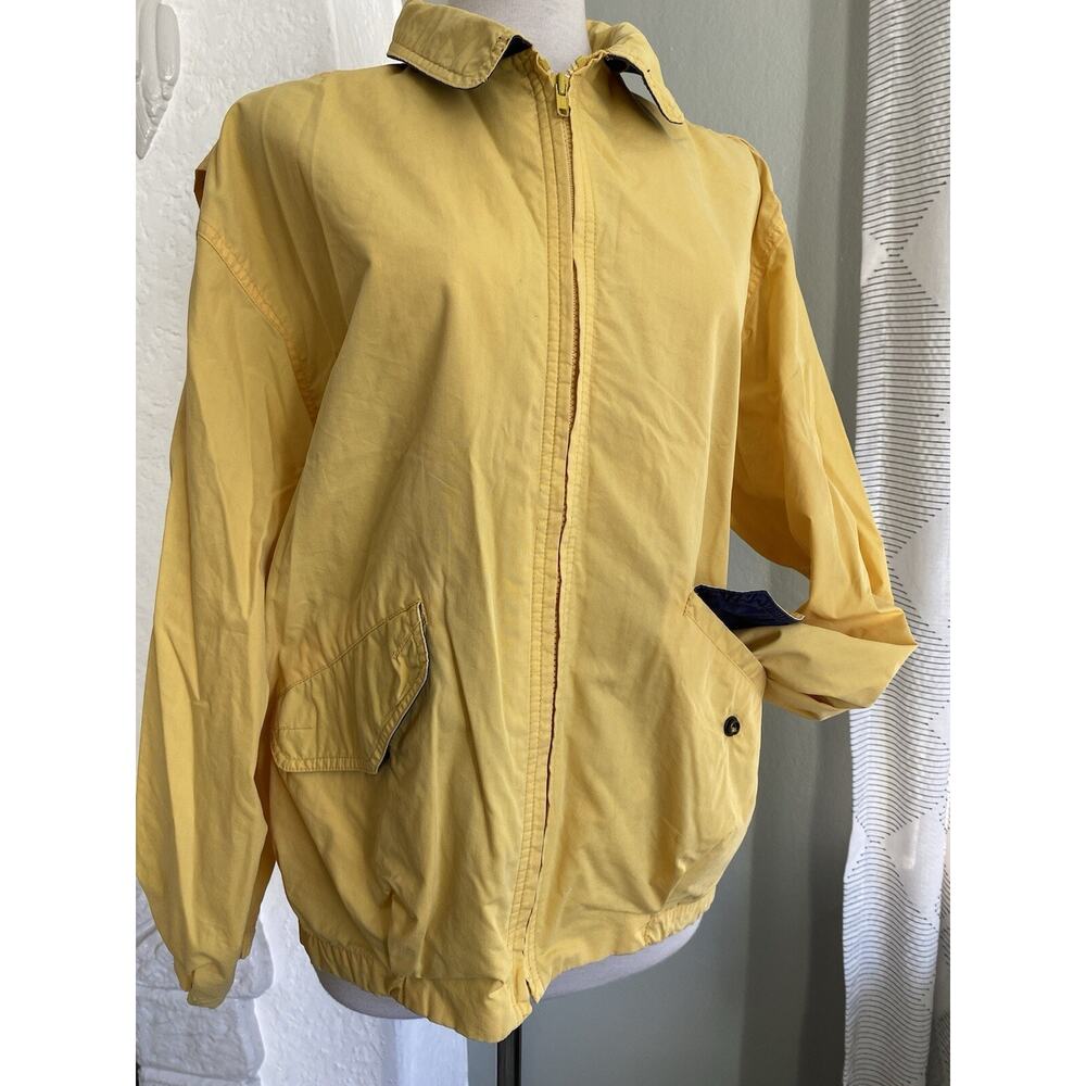 Vtg Authentic Imports Boat Jacket Yellow Windbreaker Zip Pockets Mens S